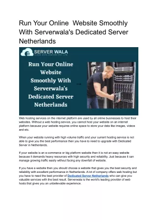 run your online website smoothly with serverwala