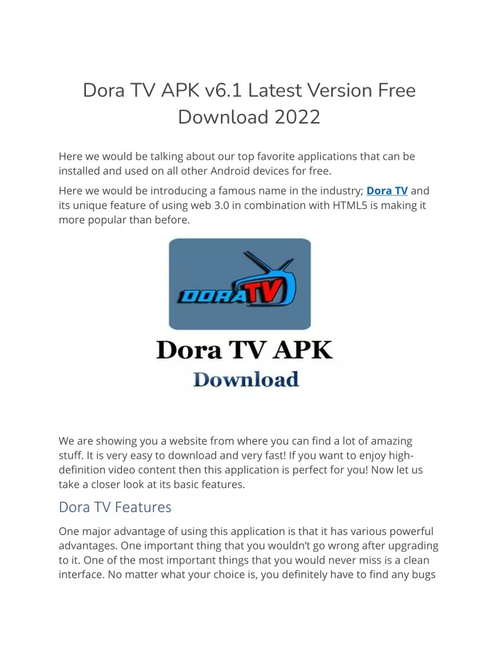 dora tv apk v6 1 latest version free download 2022