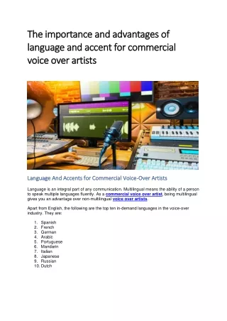Commercial Voice Over Artists