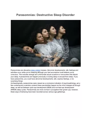 Parasomnias Sleep Disorder - Types, Causes, Symptoms and Treatment