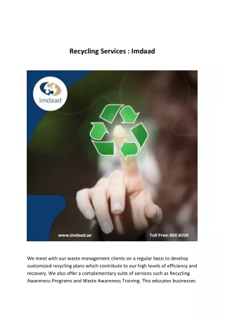 Recycling Services  Imdaad