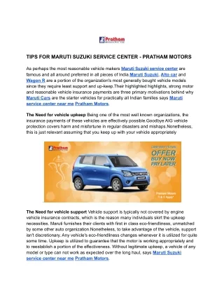 MARUTI SUZUKI SERVICE CENTER - PRATHAM MOTORS