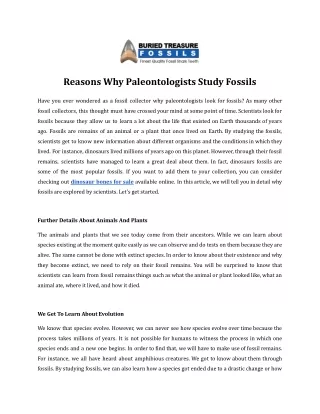 reasons why paleontologists study fossils