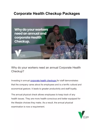 Corporate Health Checkup Packages