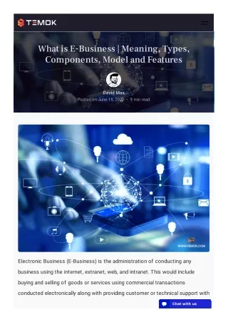 what is e business meaning types components model