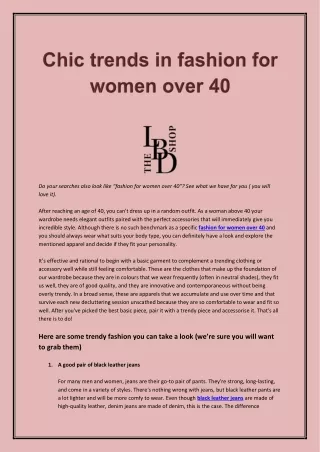 Know About Fashion For Women Over 40 | The Little Black Dress Shop