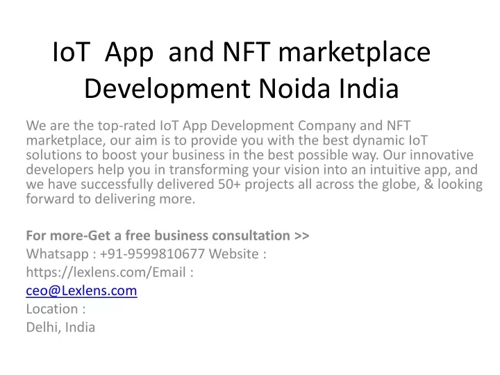 iot app and nft marketplace development noida india