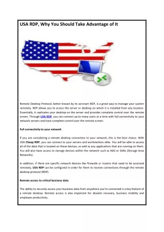 USA RDP, Why You Should Take Advantage of It