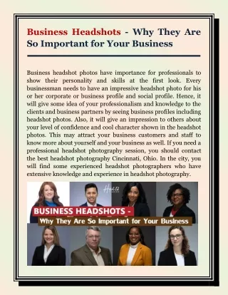 Business Headshots - Why They Are So Important for Your Business