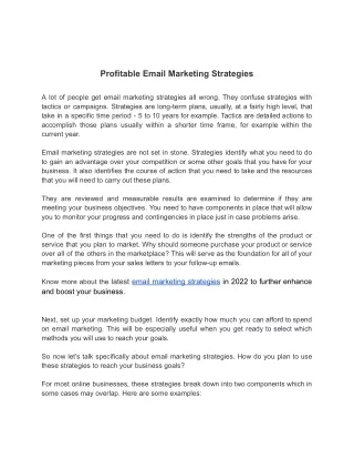 Profitable Email Marketing Strategies