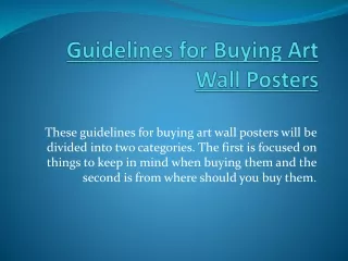 Guidelines for Buying Art Wall Posters