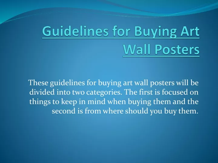 guidelines for buying art wall posters