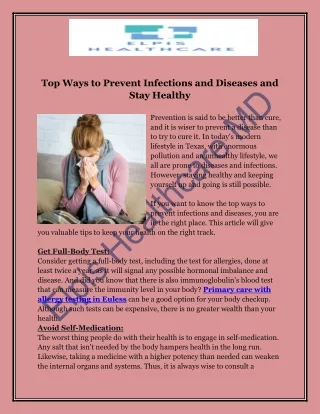 Primary Care with Allergy Testing in Euless | Elpis Healthcare