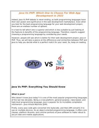java vs php which one to choose