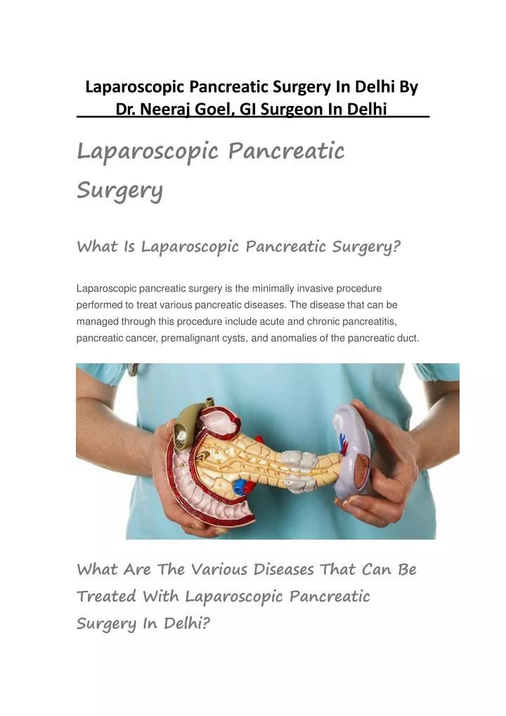 laparoscopic pancreatic surgery in delhi