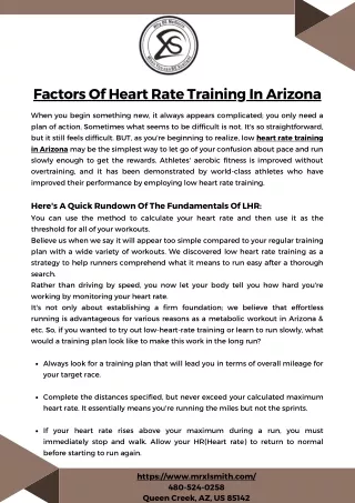 Factors Of Heart Rate Training In Arizona - Xcellent Solutions
