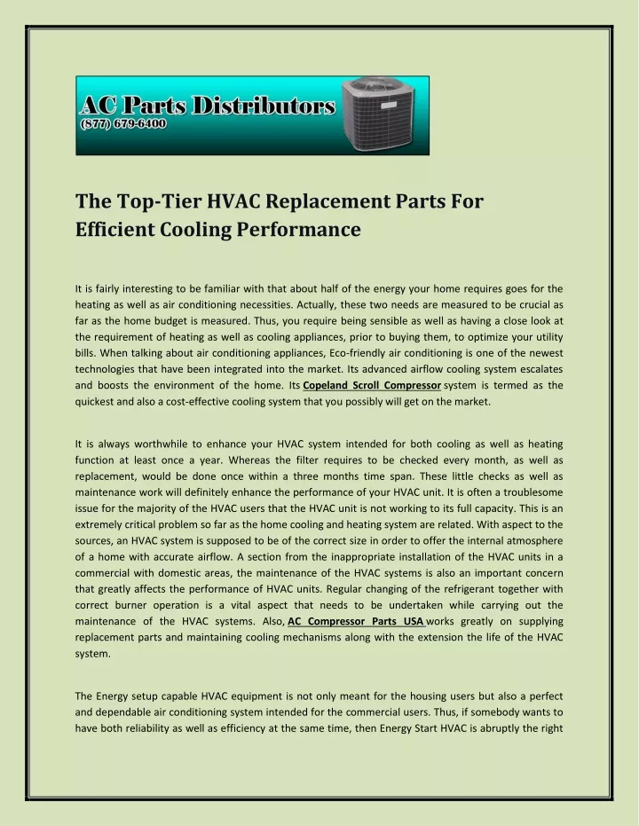 the top tier hvac replacement parts for efficient