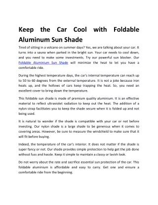 Foldable Aluminum Sun Shade