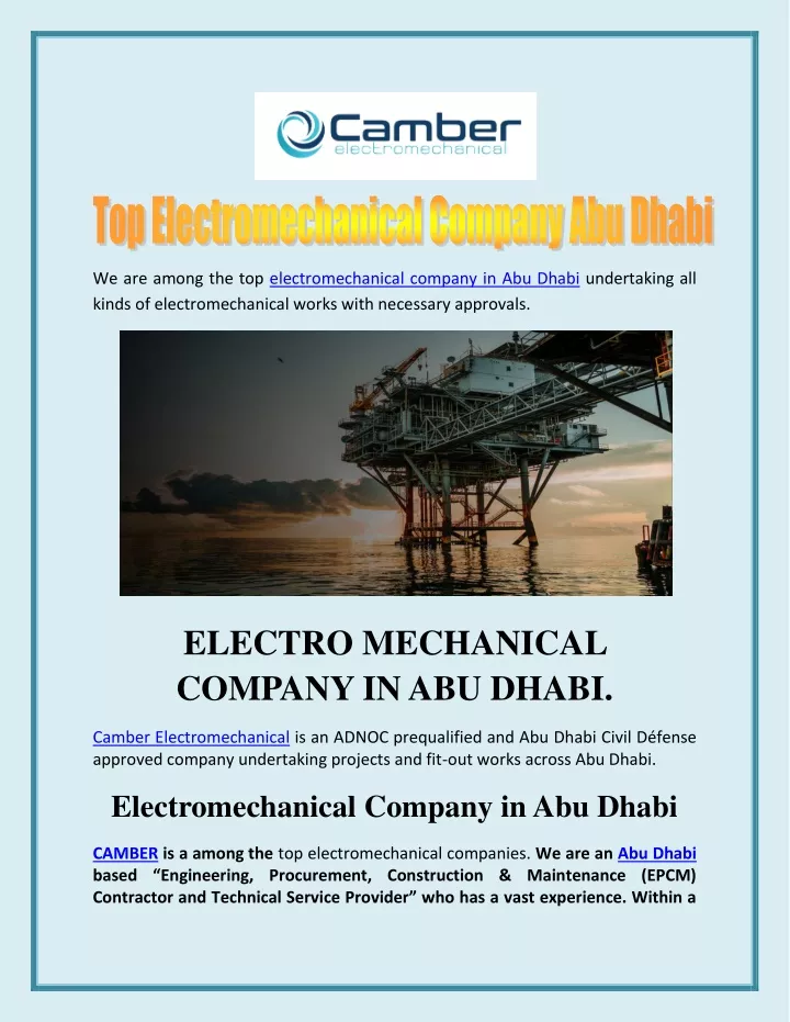 we are among the top electromechanical company