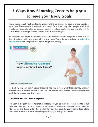 3 Ways How Slimming Centers help you achieve your Body Goals