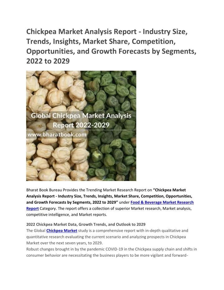 chickpea market analysis report industry size