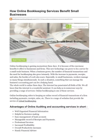 How Online Bookkeeping Services Benefit Small Businesses