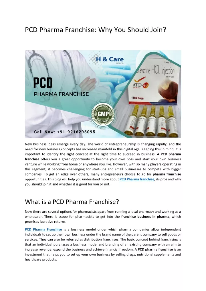 pcd pharma franchise why you should join