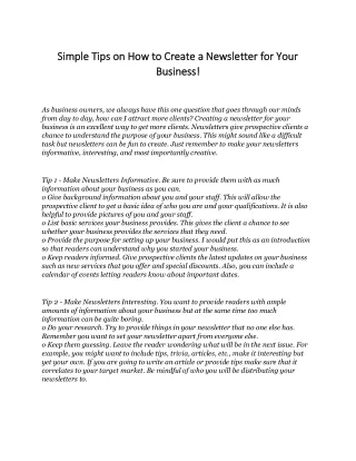 simple tips on how to create a newsletter