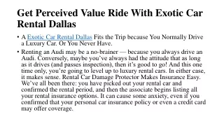 Get Perceived Value Ride With Exotic Car Rental Dallas​