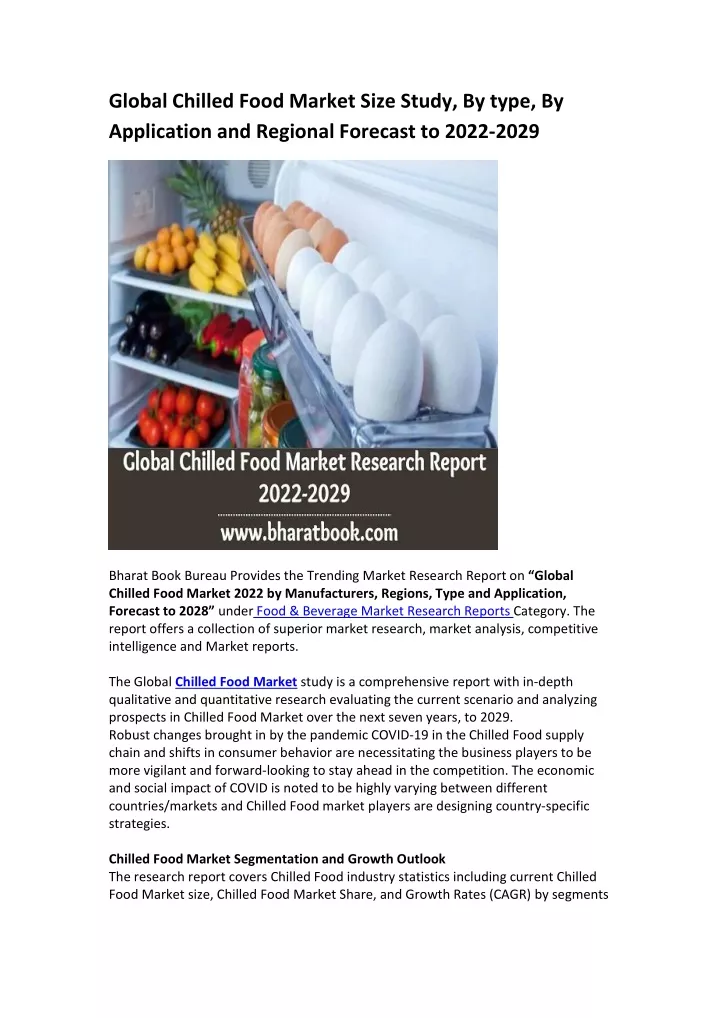 global chilled food market size study by type