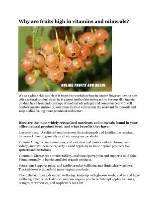 why are fruits high in vitamins and minerals