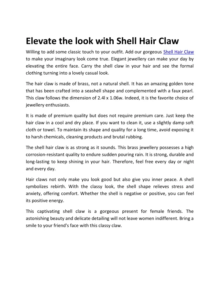 PPT - Shell Hair Claw PowerPoint Presentation, free download - ID:11404409
