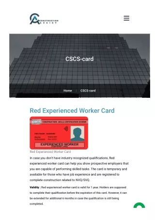 Red Experienced Worker Card