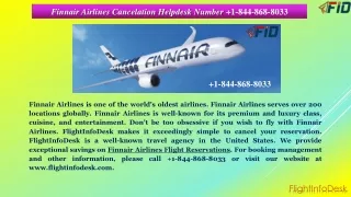 Finnair Airlines Cancelation Helpdesk Number  1-844-868-8033