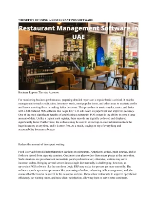 7 benefits of using a restaurant pos software