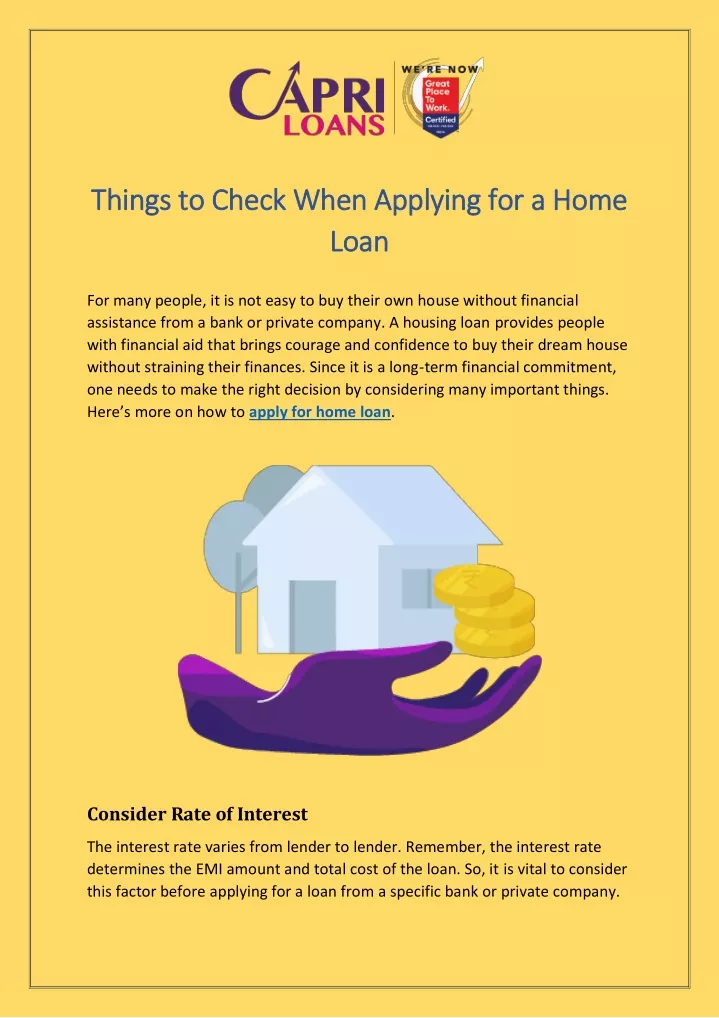 things to check when applying for a home things