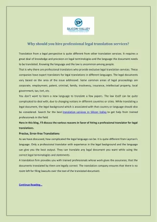 Why should you hire professional legal translation services?