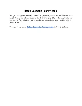 Botox Cosmetic Pennsylvania
