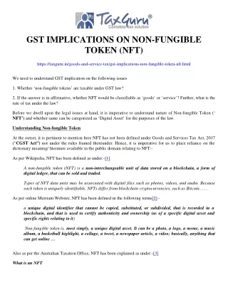 gst implications on non fungible token nft