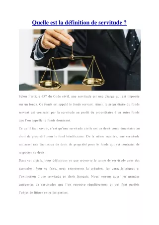 quelle est la d finition de servitude