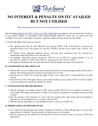 no interest penalty on itc availed