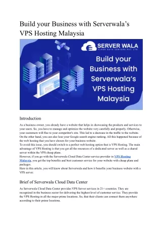 Build your Business with Serverwala’s VPS Hosting Malaysia