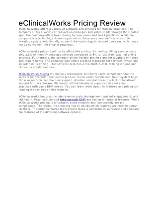 eclinicalworks pricing review eclinicalworks