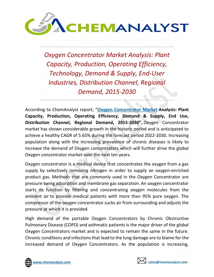 oxygen concentrator market analysis plant