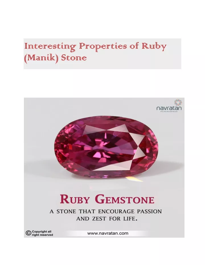 interesting properties of ruby manik stone
