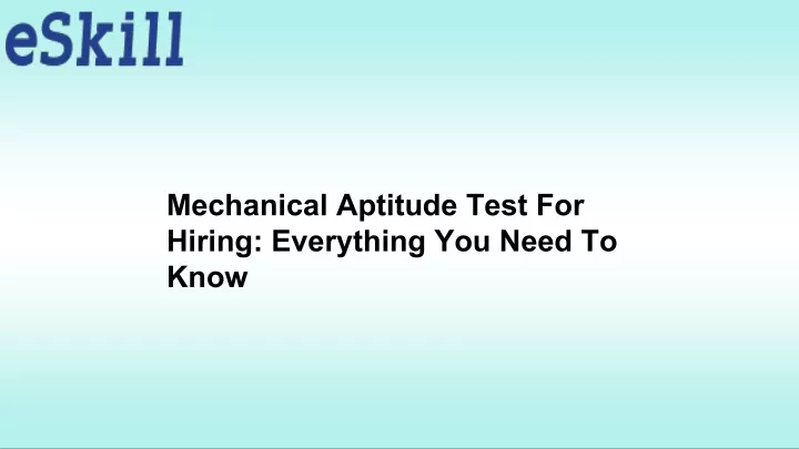 mechanical aptitude test for hiring everything