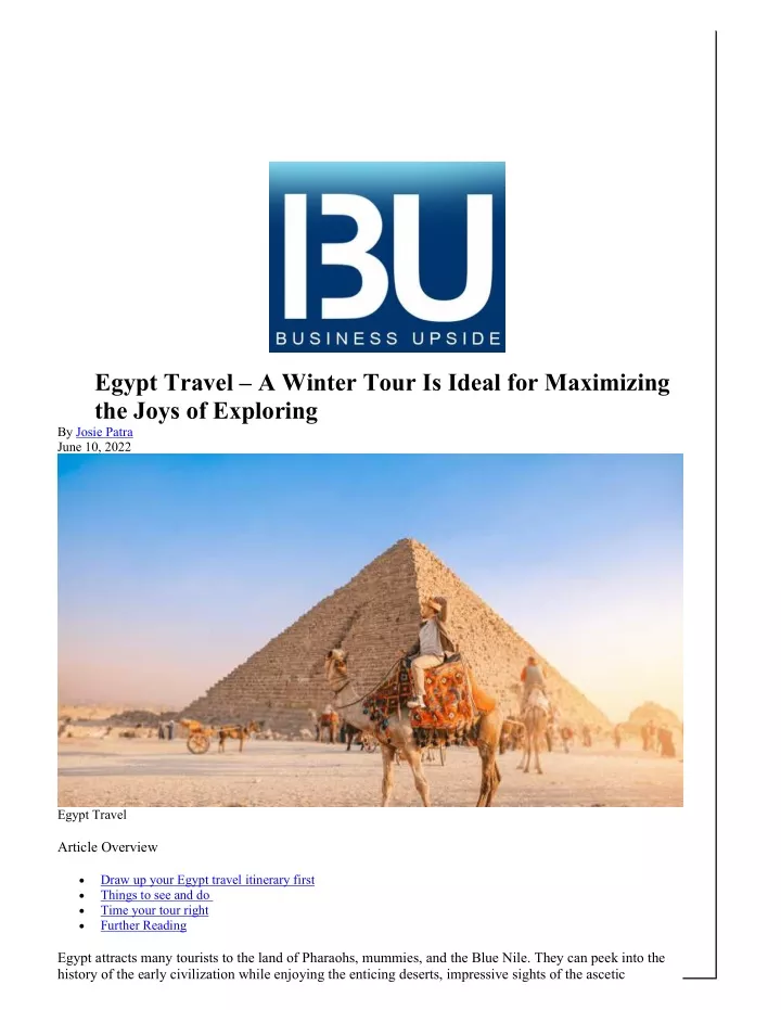egypt travel a winter tour is ideal