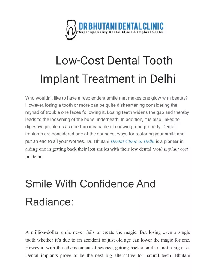 low cost dental tooth implant treatment in delhi