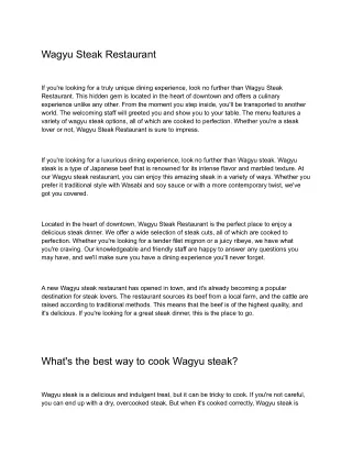 Wagyu Steak Restaurant