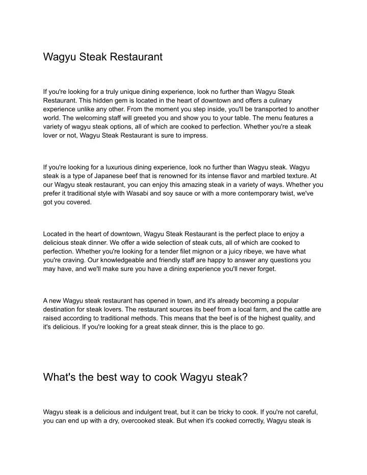wagyu steak restaurant